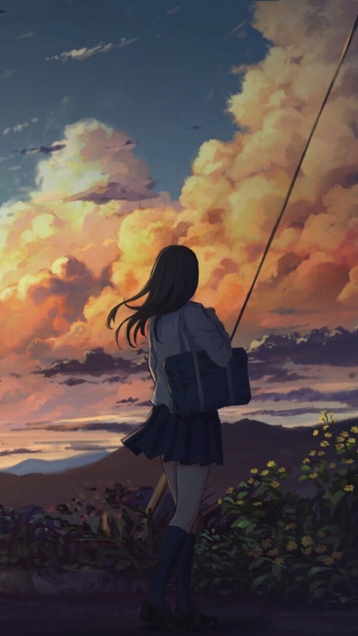 Frau im Schwarzen Langarmhemd, Die Bei Sonnenuntergang Auf Braunem Sand Steht Sand. Wallpaper in 720x1280 Resolution