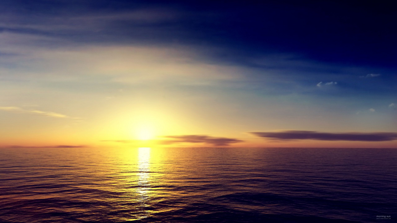 Cuerpo de Agua Durante la Puesta de Sol. Wallpaper in 1366x768 Resolution