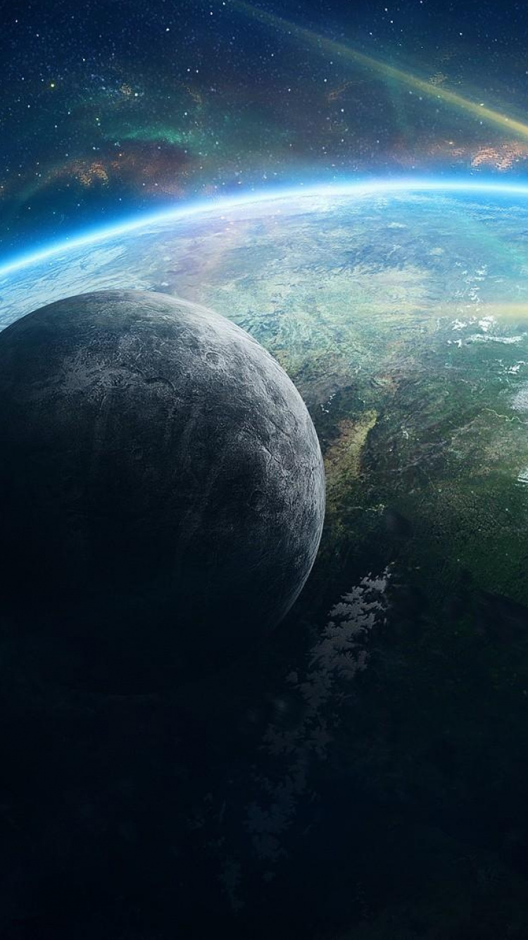 Green and Blue Light in The Sky. Wallpaper in 750x1334 Resolution