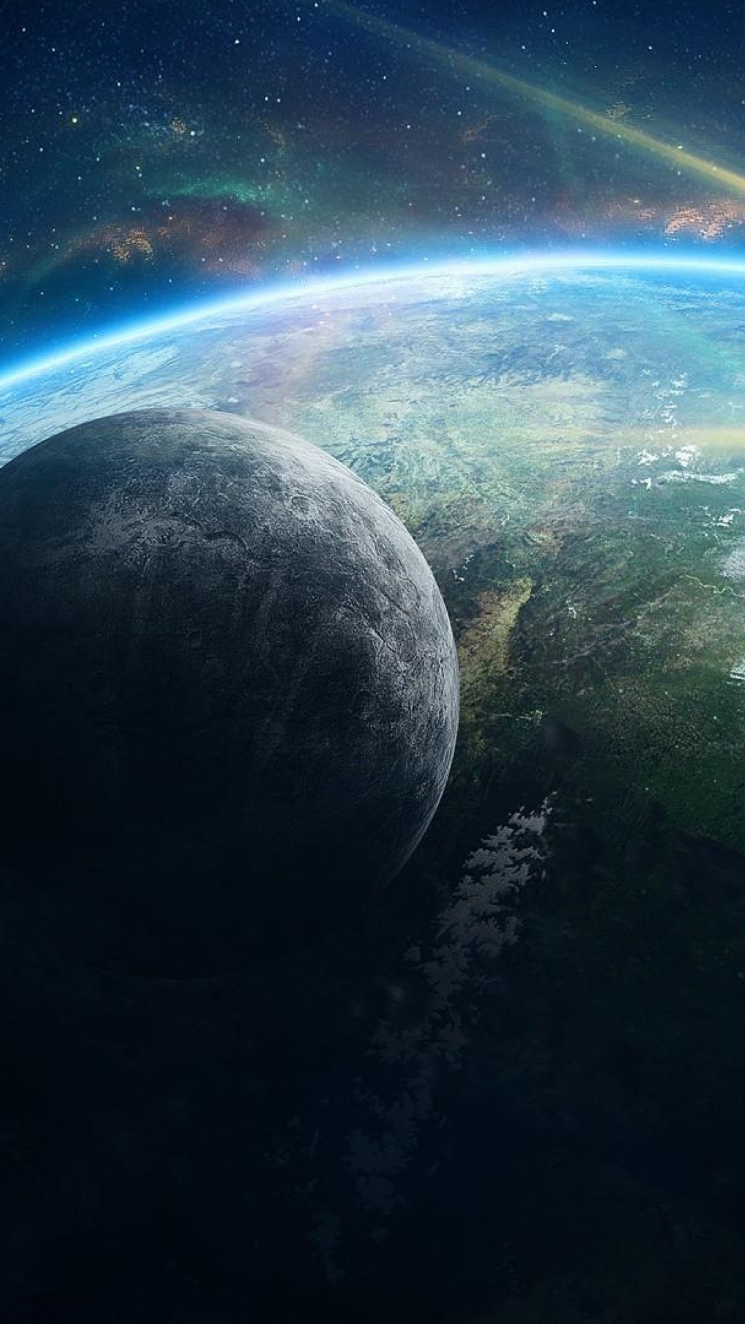 Grünes Und Blaues Licht am Himmel. Wallpaper in 1080x1920 Resolution