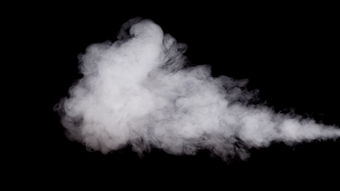 White Smoke on Black Background. Wallpaper in 1366x768 Resolution