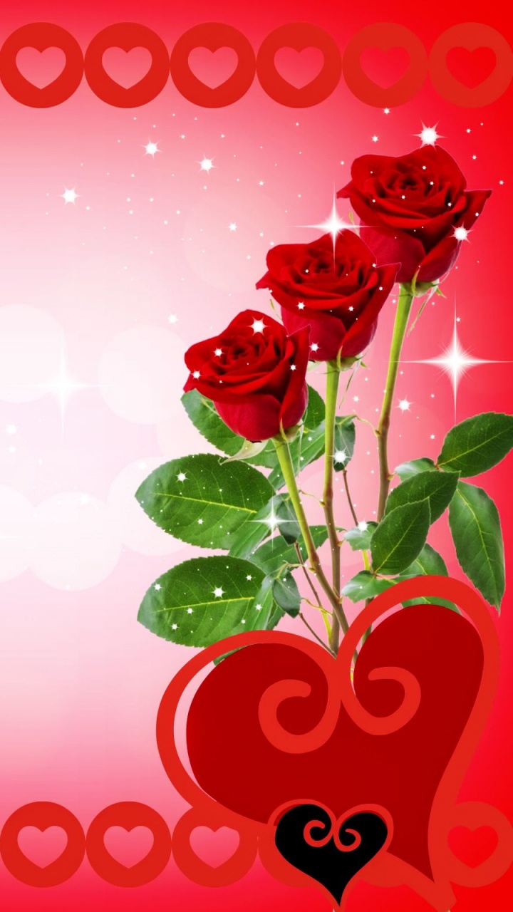 le Jour de Valentines, Cœur, Red, Amour, Roses. Wallpaper in 720x1280 Resolution