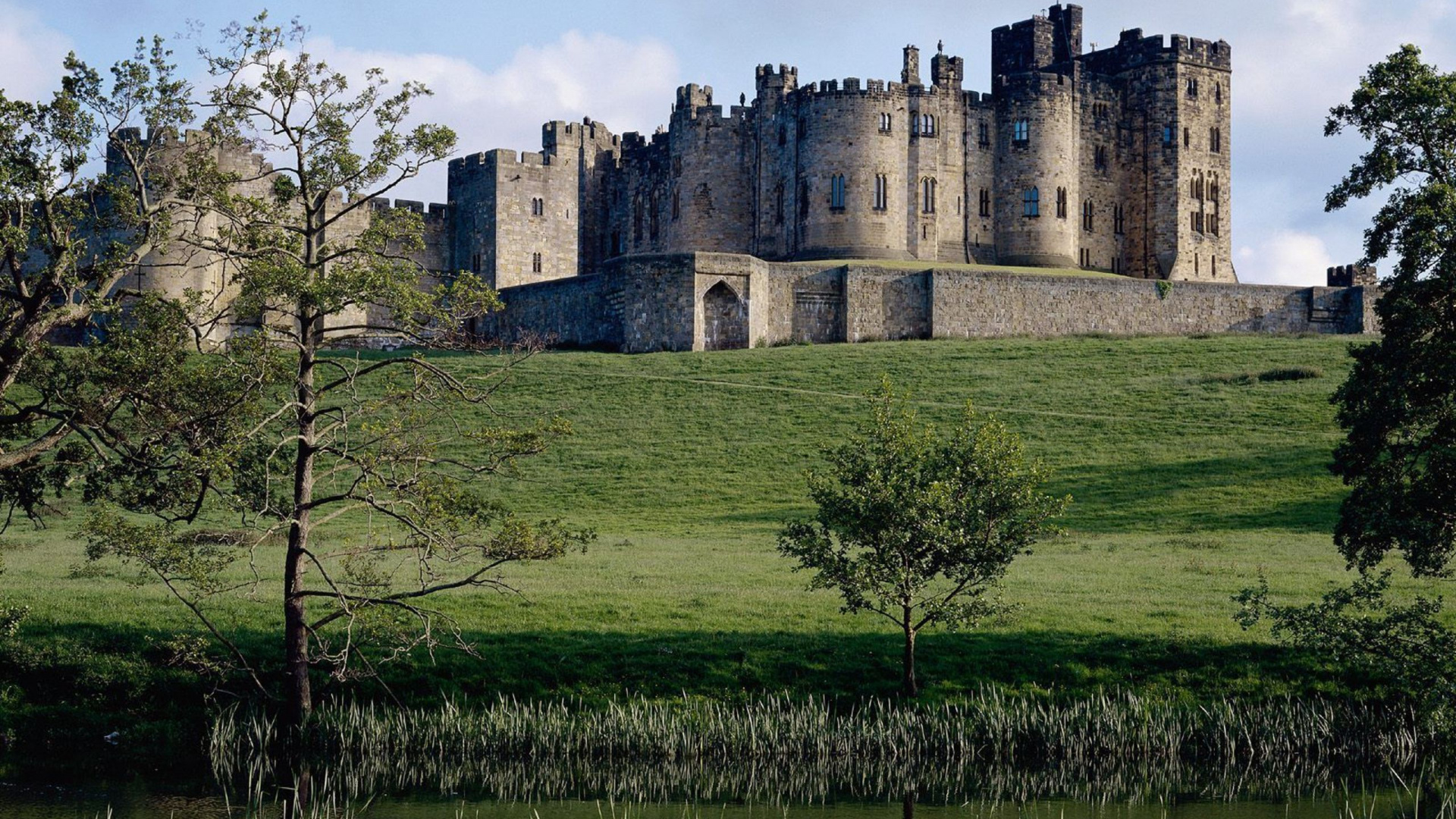 Brown Concrete Castle on Green Grass Field Under Blue Sky During Daytime. Wallpaper in 1920x1080 Resolution