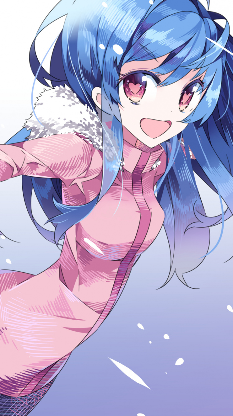 Blue Haired Girl Anime Character. Wallpaper in 750x1334 Resolution