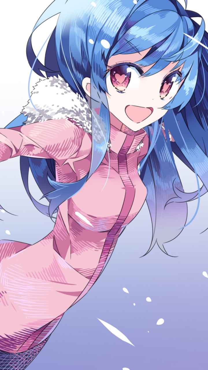 Personnage D'anime Fille Aux Cheveux Bleus. Wallpaper in 720x1280 Resolution