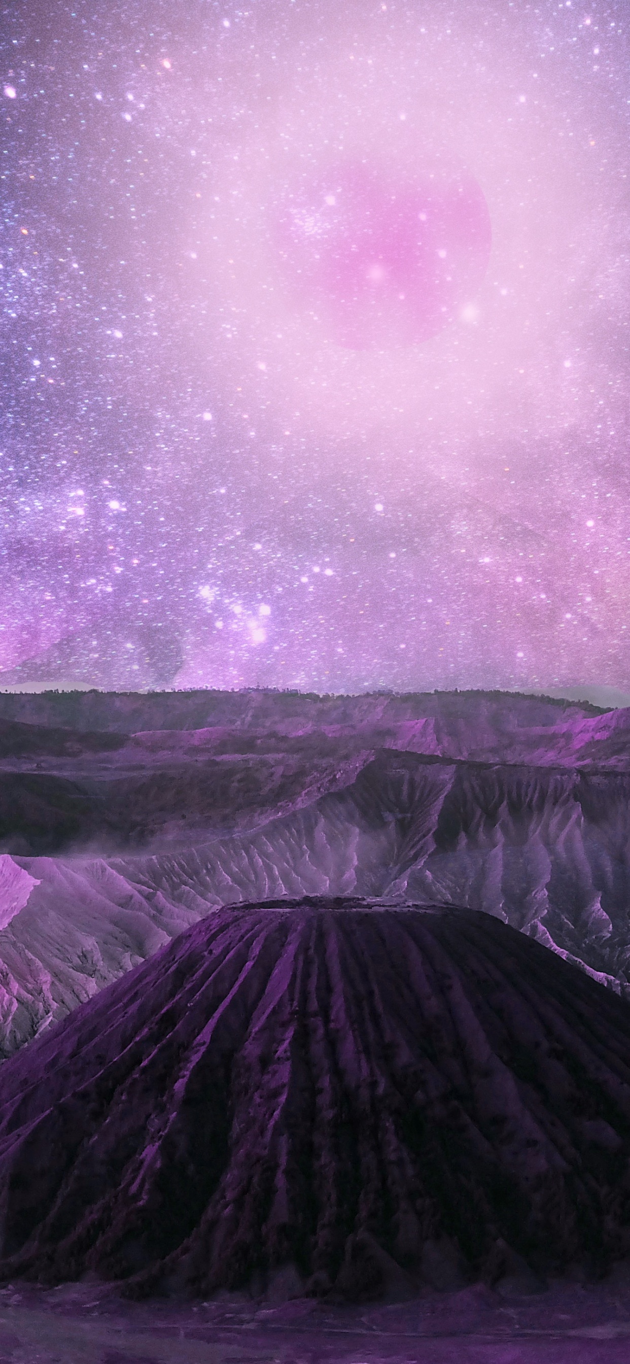 Purple and Black Sky With Stars. Wallpaper in 1242x2688 Resolution