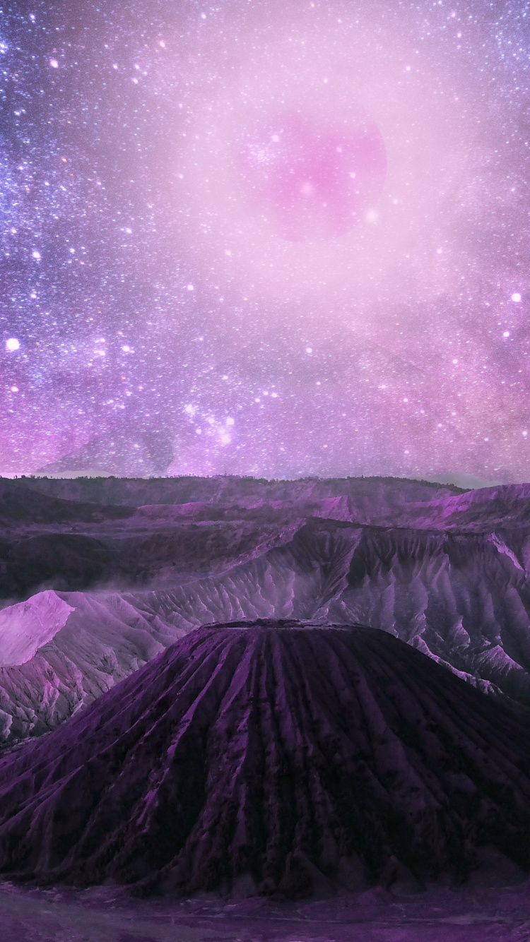 Purple and Black Sky With Stars. Wallpaper in 750x1334 Resolution