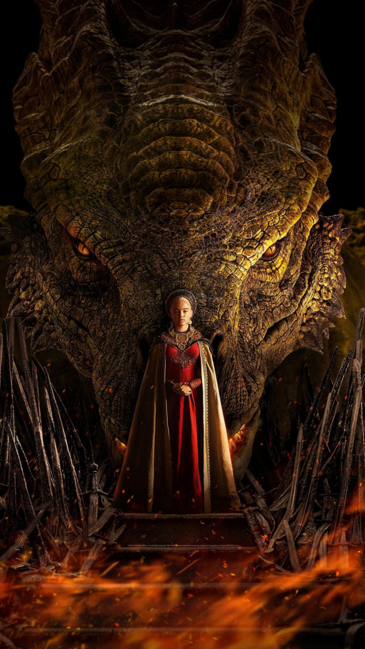 Princess Rhaenyra Targaryen, Fire Blood, House Targaryen, Television, Dragon. Wallpaper in 750x1334 Resolution