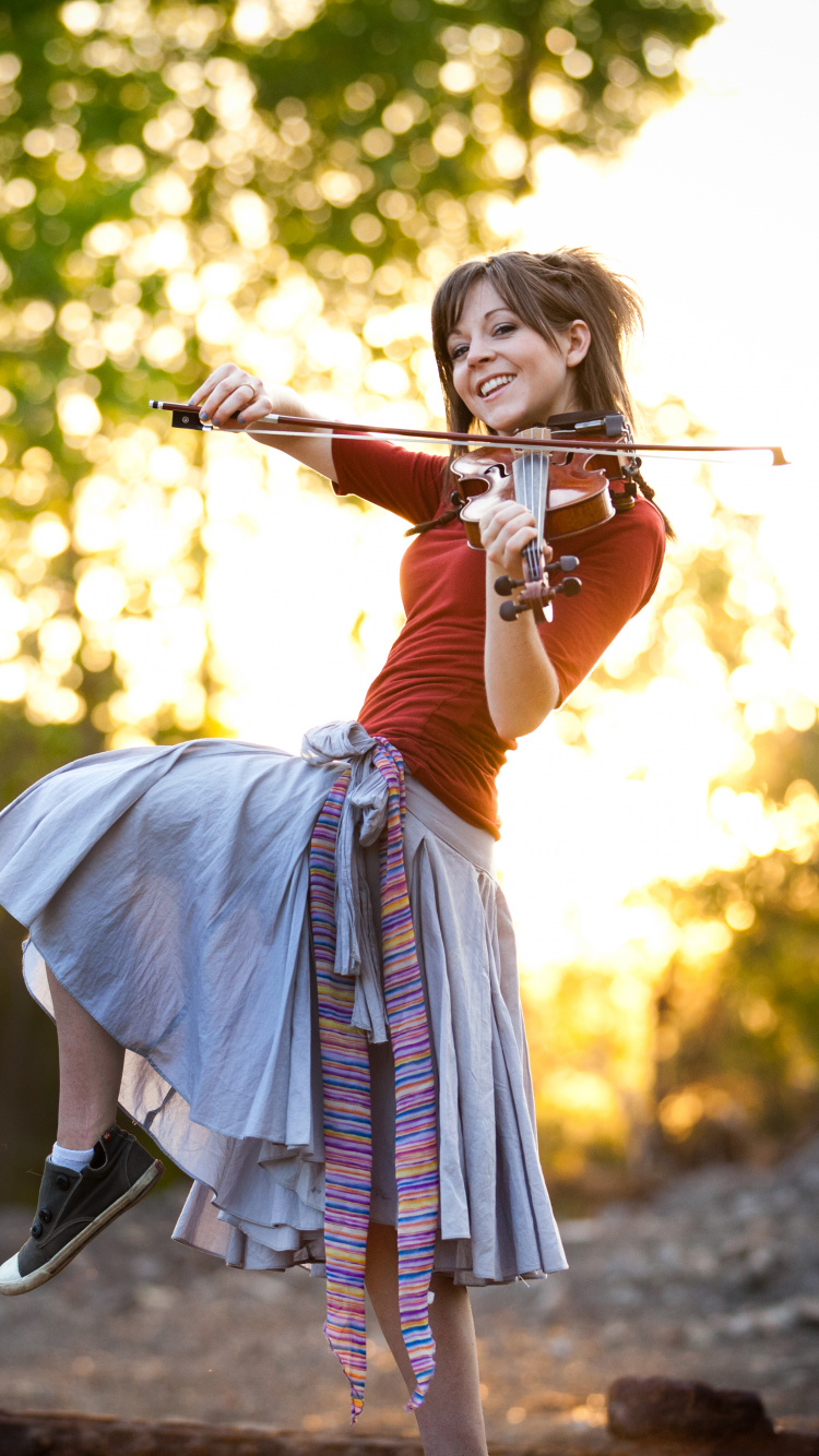 Violin, Sunlight, Tree, Fun, Girl. Wallpaper in 750x1334 Resolution