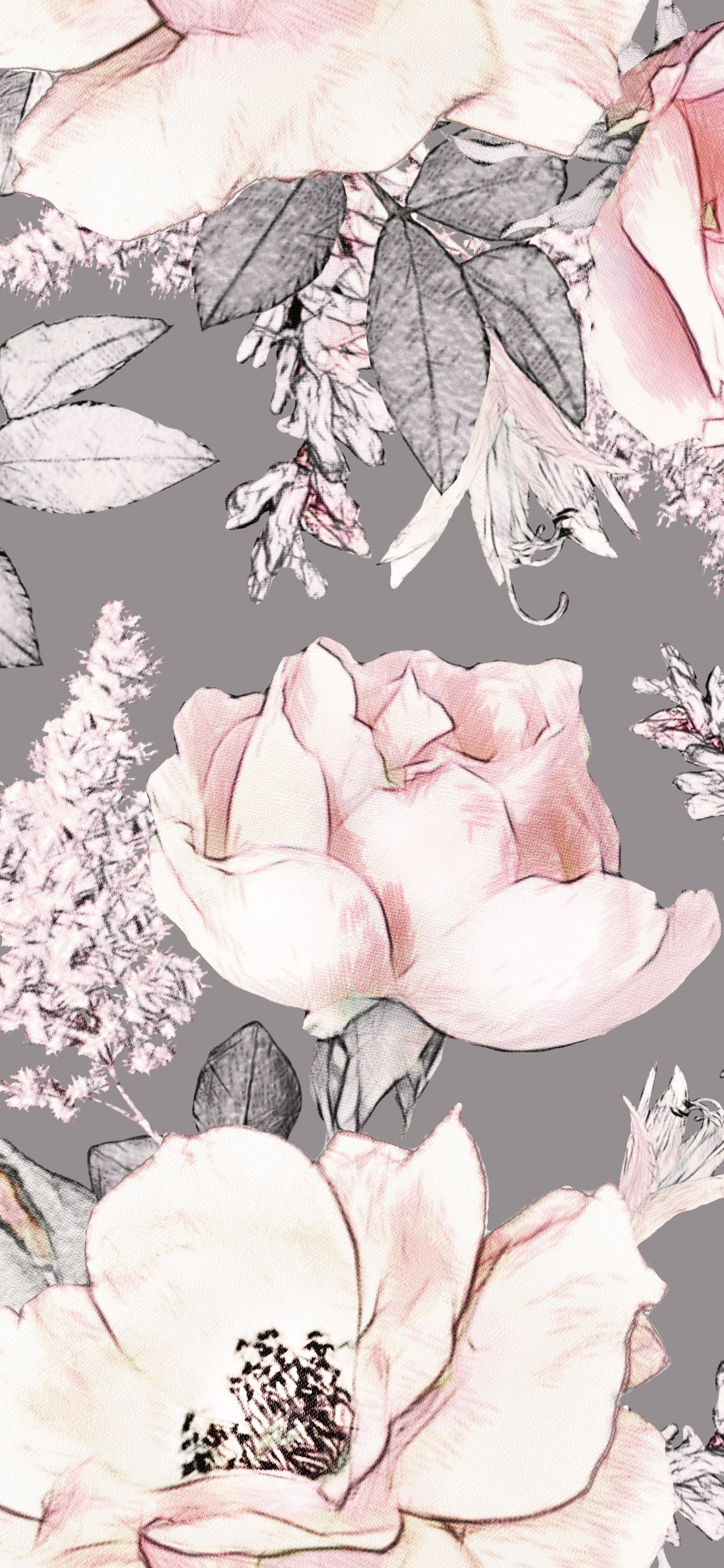 Textile Floral Blanc Vert et Rose. Wallpaper in 1242x2688 Resolution