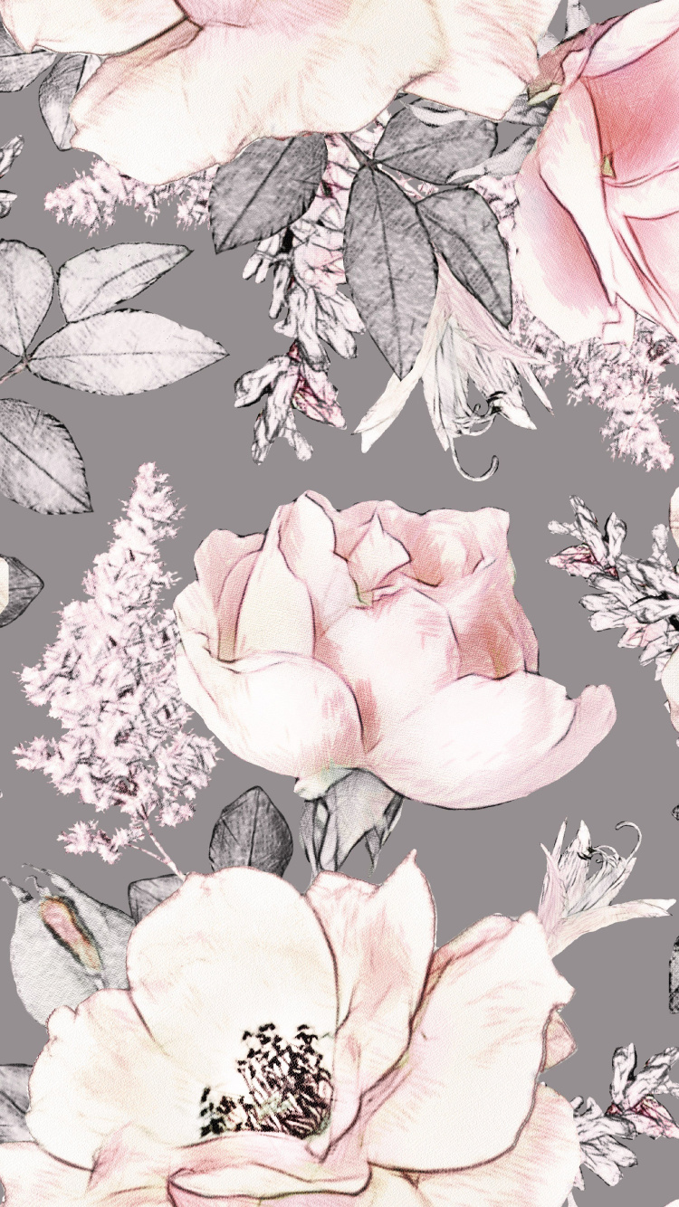 Textile Floral Blanc Vert et Rose. Wallpaper in 750x1334 Resolution