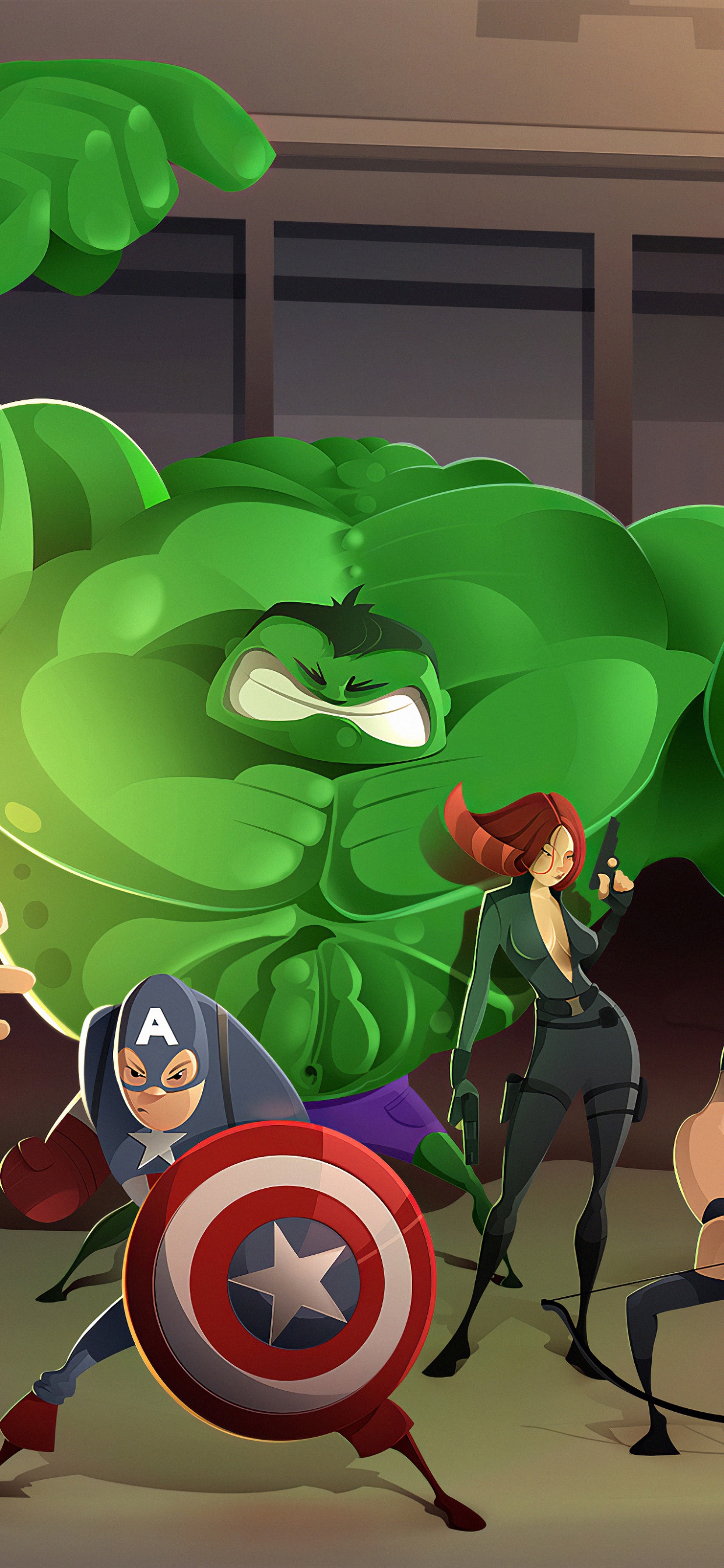 Hulk, Superhero, Green, Cartoon, Amusement. Wallpaper in 1242x2688 Resolution