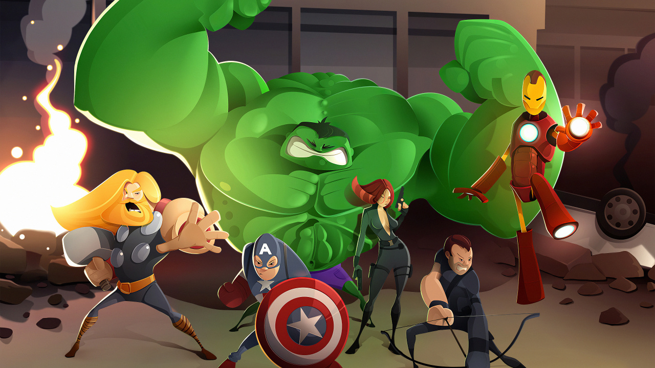 Hulk, Superhero, Green, Cartoon, Fun. Wallpaper in 1280x720 Resolution