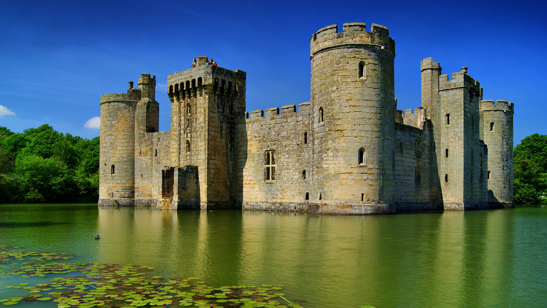 Bodiam Castle, Château, du Château D'eau, Fossé, Voie Navigable. Wallpaper in 1920x1080 Resolution