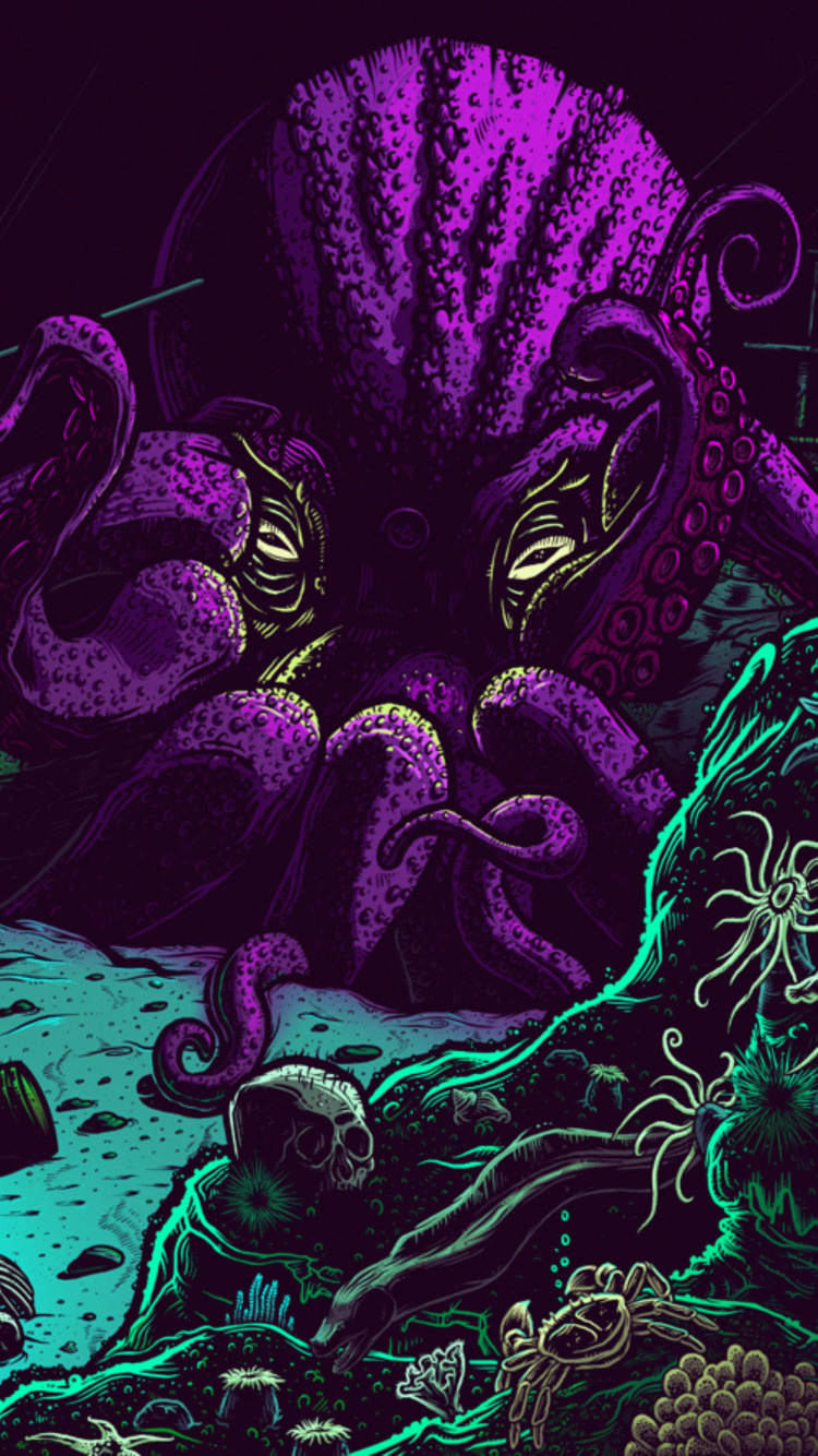 Dragón Morado Con Alas Ilustración. Wallpaper in 750x1334 Resolution