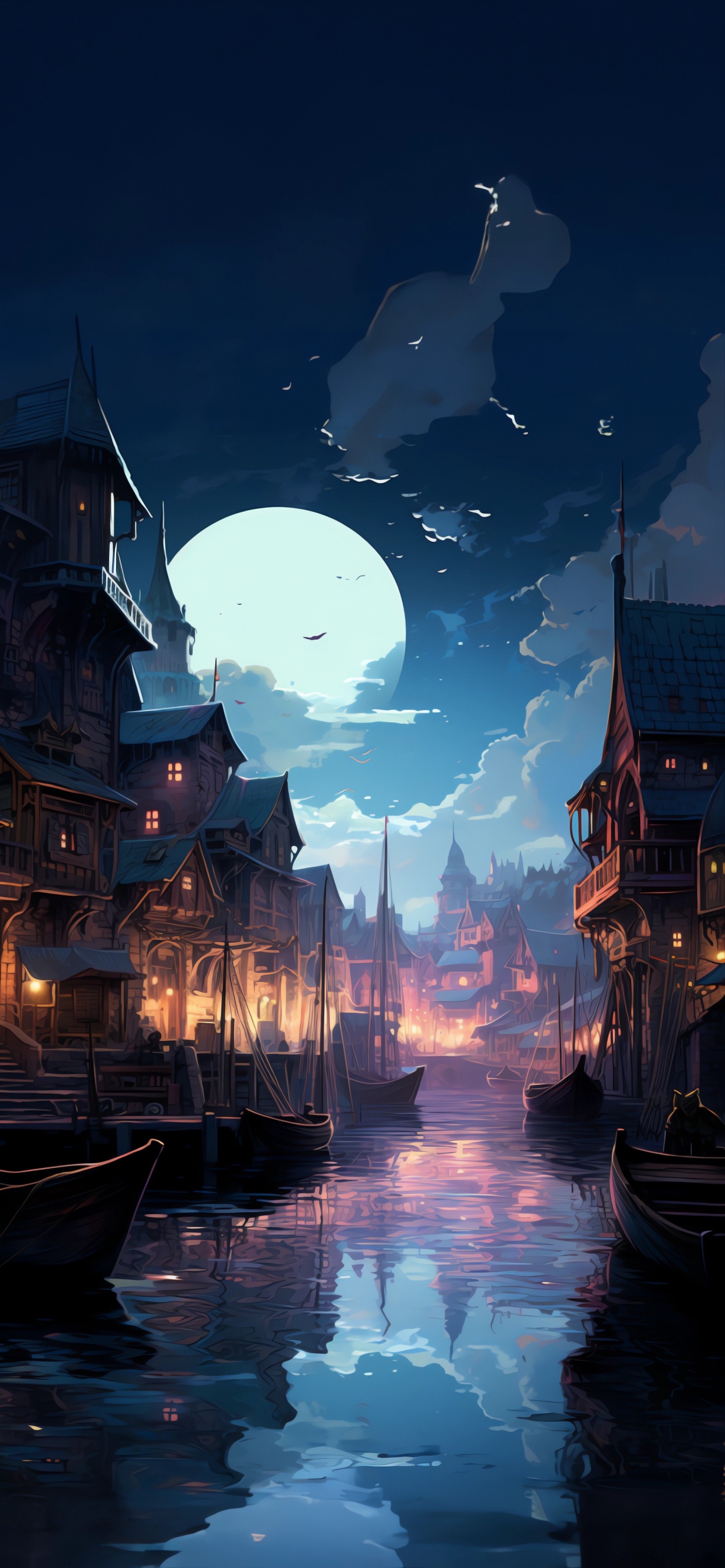 Bateau, Dessin, Graphisme, Atmosphère, Lumière. Wallpaper in 1242x2688 Resolution