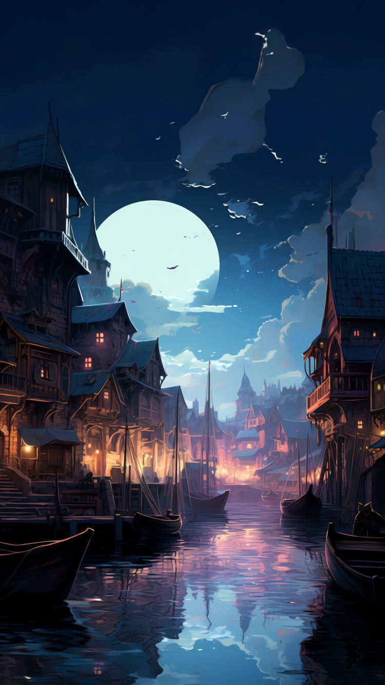 Bateau, Dessin, Graphisme, Atmosphère, Lumière. Wallpaper in 750x1334 Resolution