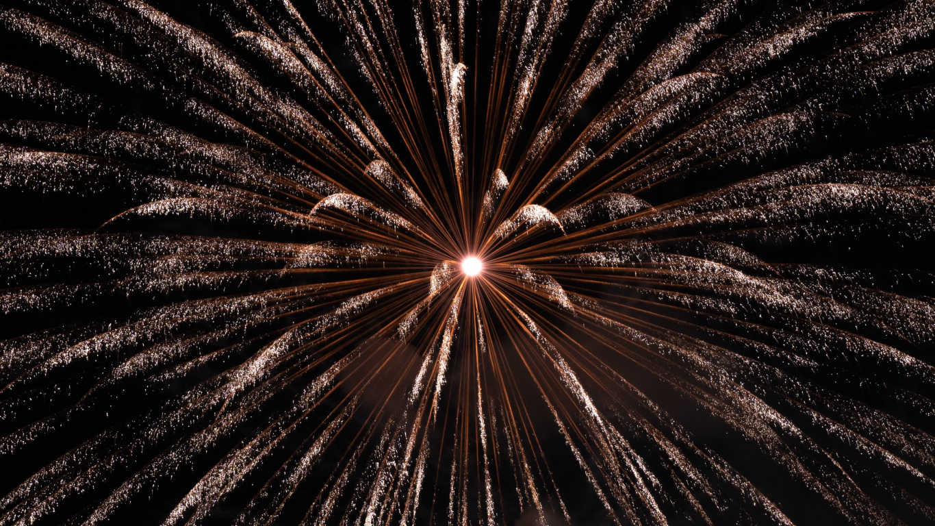 Black, Fireworks, Light, Darkness, Night. Wallpaper in 1366x768 Resolution