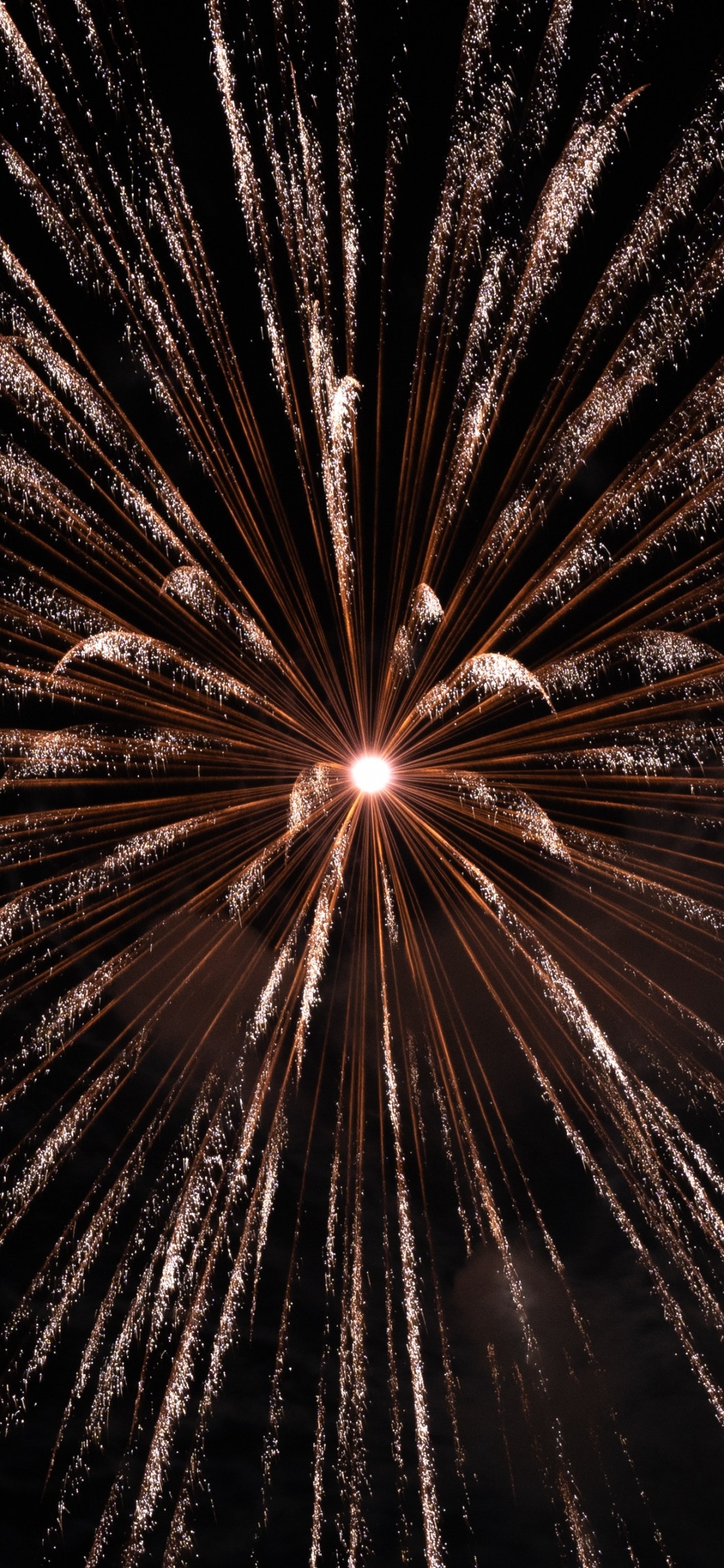 黑色的, 烟花, 光, 午夜, 天空 壁纸 1125x2436 允许