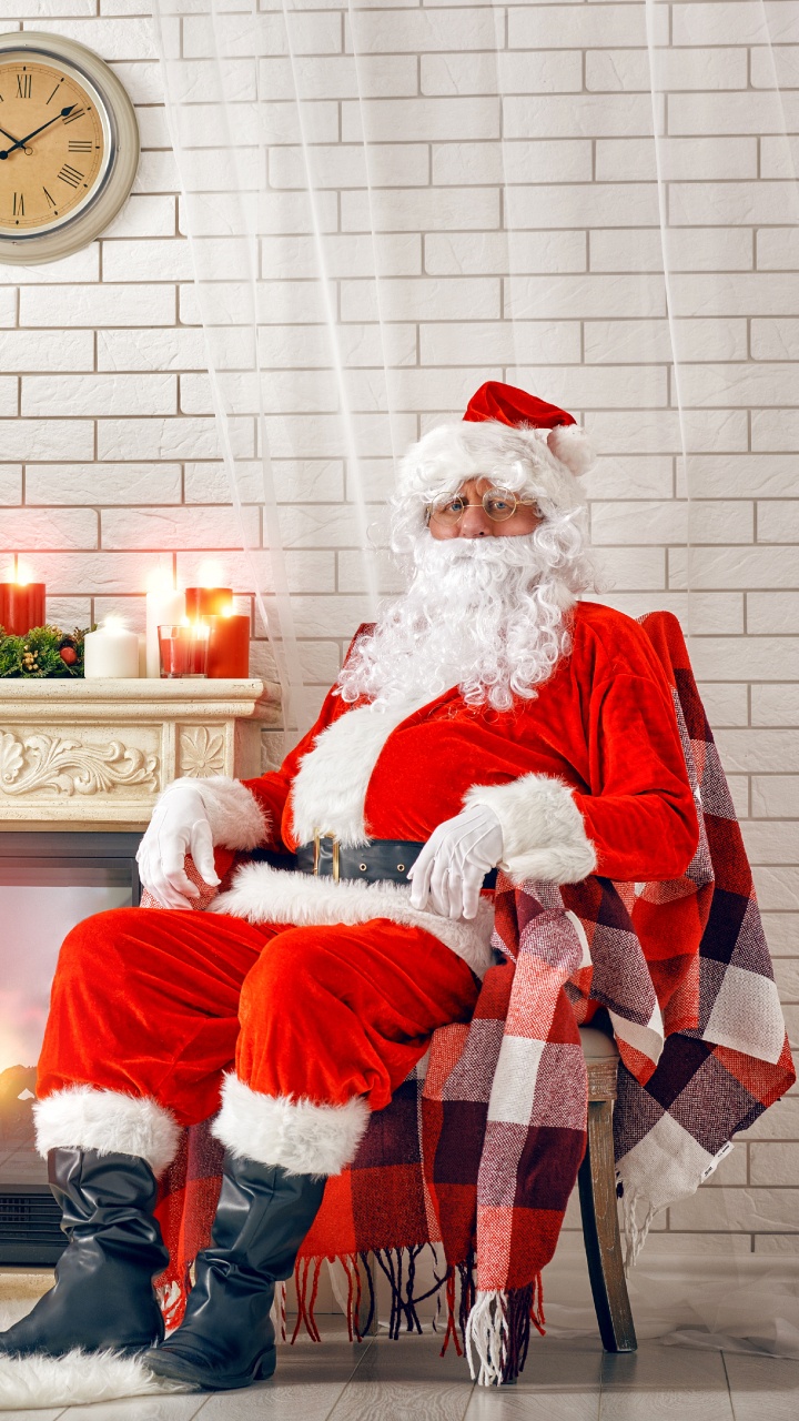 Santa Claus, Nouvelle Année, Arbre de Noël, Le Jour De Noël, Décoration de Noël. Wallpaper in 720x1280 Resolution