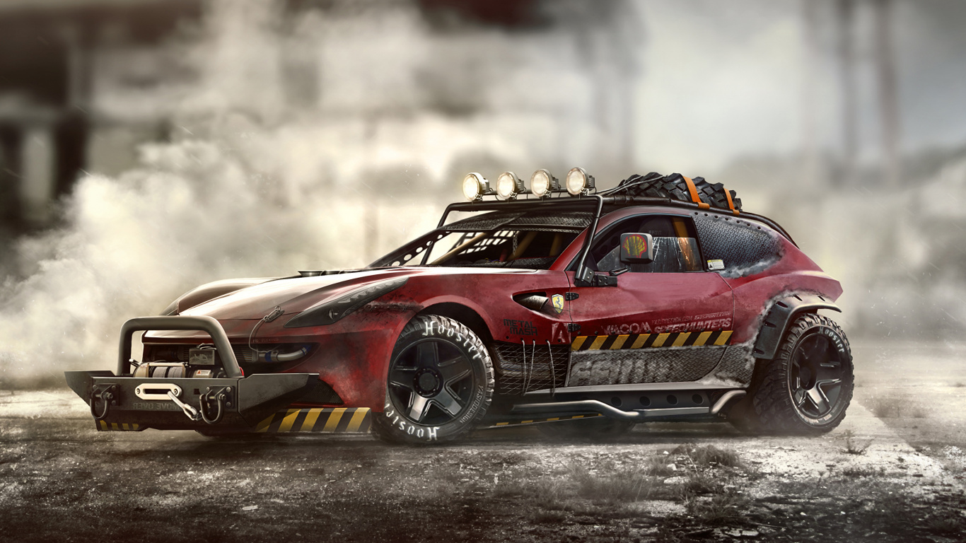 Roter Und Schwarzer Chevrolet-Camaro. Wallpaper in 1366x768 Resolution