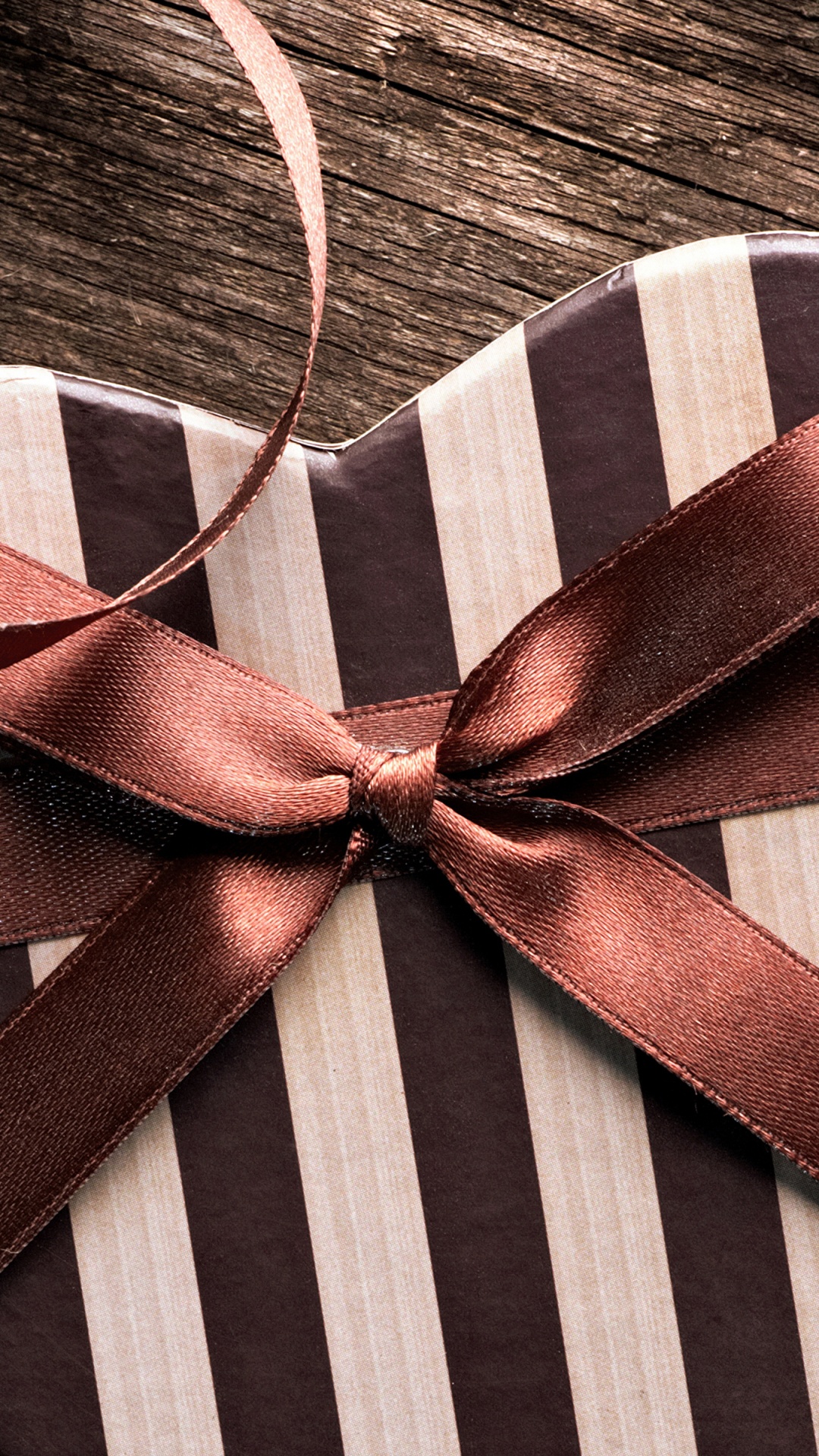 Gift, Gift Wrapping, Valentines Day, Ribbon, Brown. Wallpaper in 1080x1920 Resolution