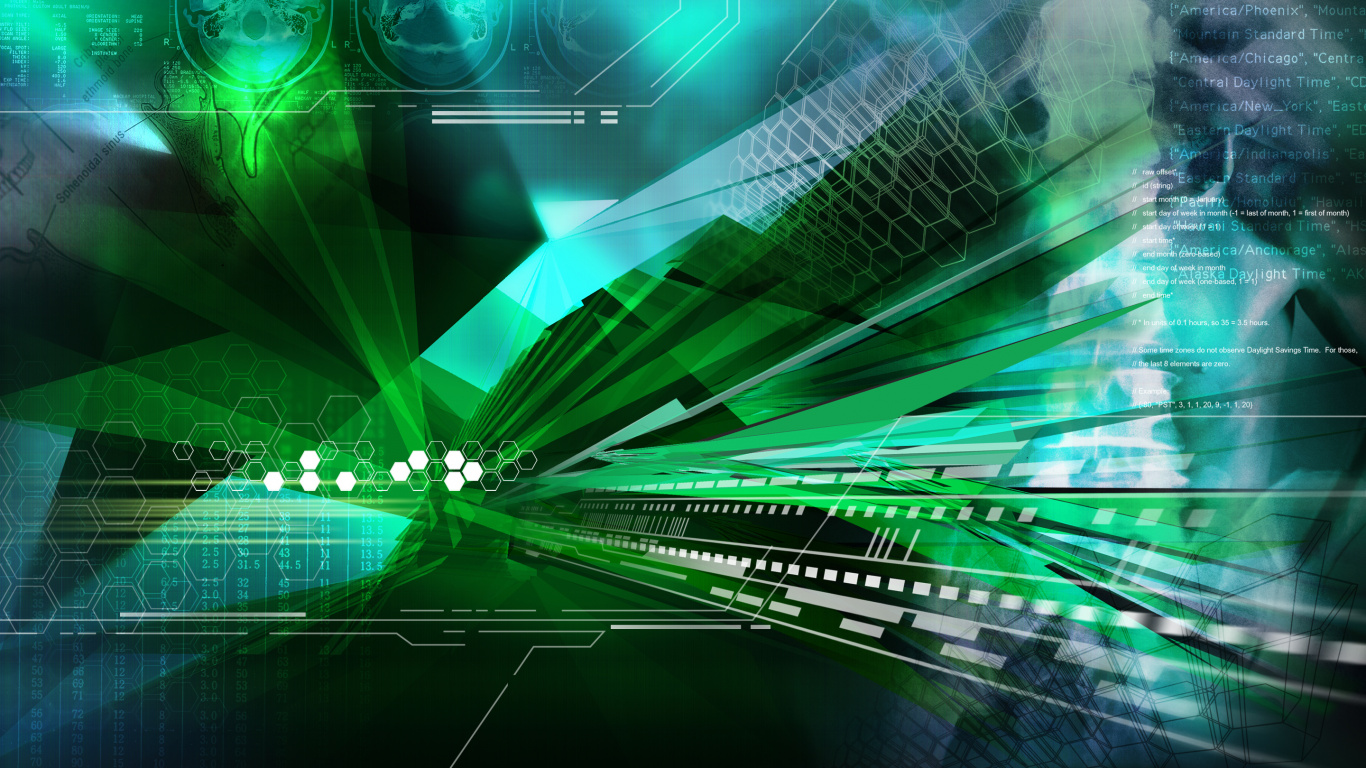 Green and Black Light Streaks. Wallpaper in 1366x768 Resolution