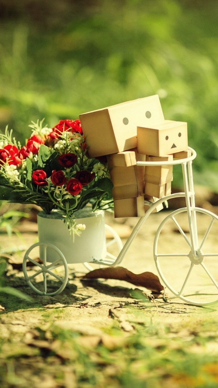 White Wooden House Miniature on Brown Wooden Table. Wallpaper in 720x1280 Resolution