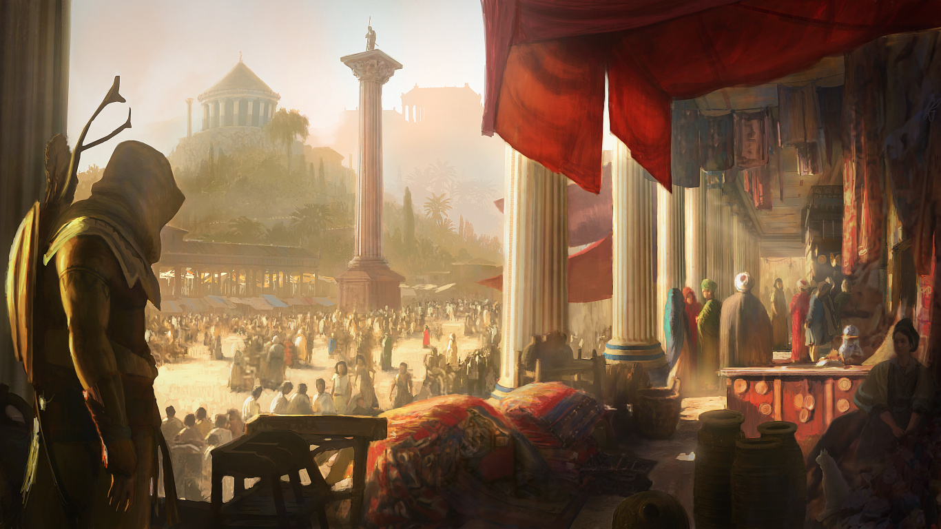 Assassins Creed Herkunft, Ubisoft, Kunstwerk, Kunst, Malerei. Wallpaper in 1366x768 Resolution