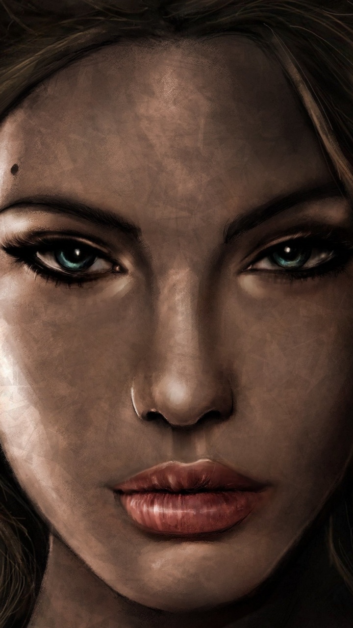 Frau Mit Blonden Haaren Und Rotem Lippenstift. Wallpaper in 720x1280 Resolution