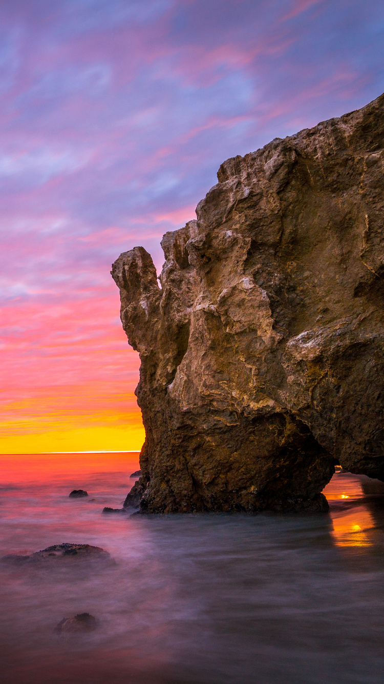 Mar, Agua, Afterglow, Paisaje Natural, Atardecer. Wallpaper in 750x1334 Resolution