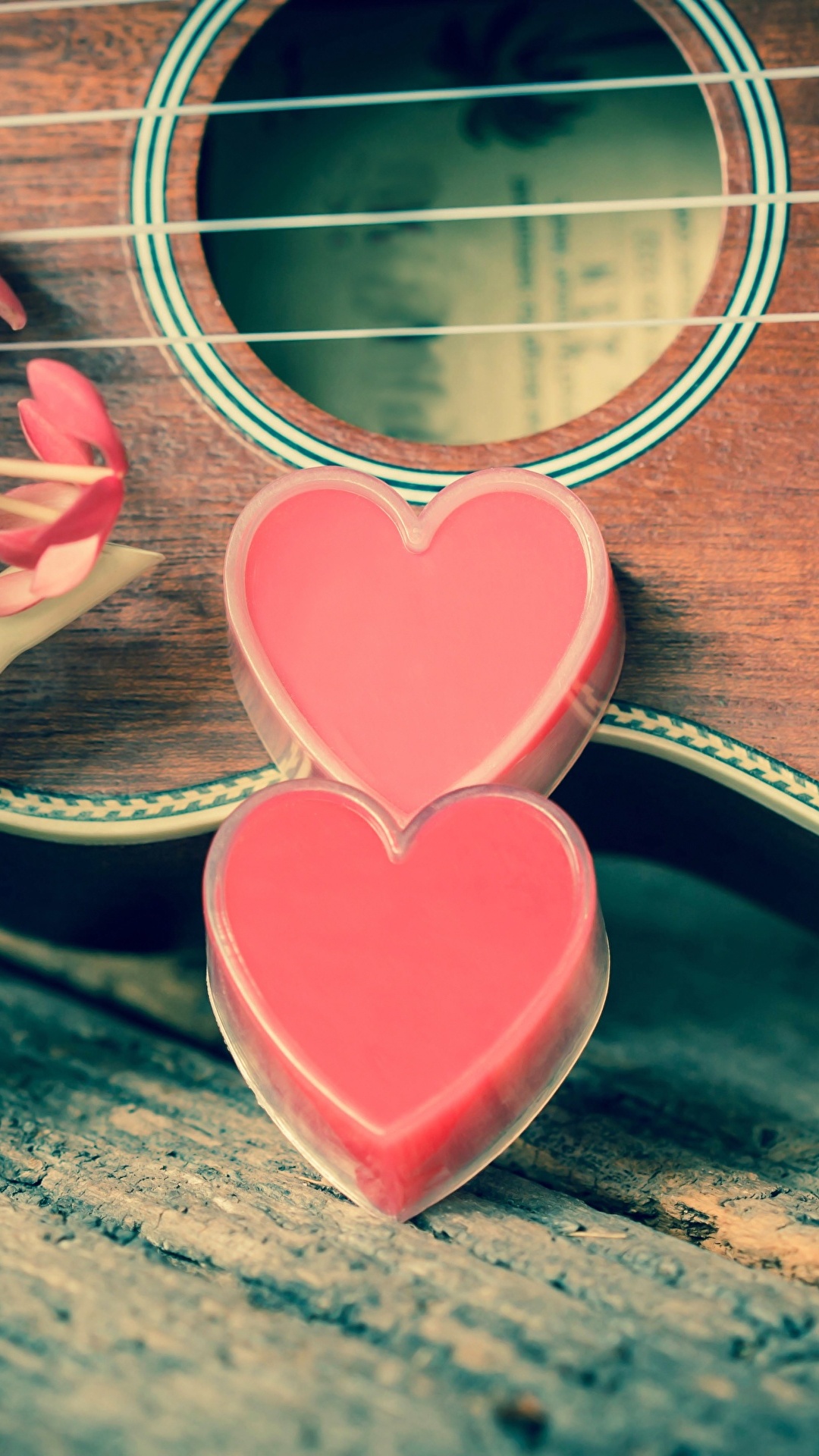 Guitarra, Coraz, Romanticismo, Amor, Ilustración. Wallpaper in 1080x1920 Resolution