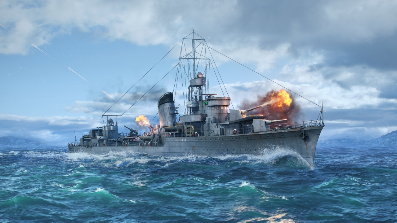 World of Warships, Destroyer, Warship, Wargaming, World of Tanks. Wallpaper in 1280x720 Resolution