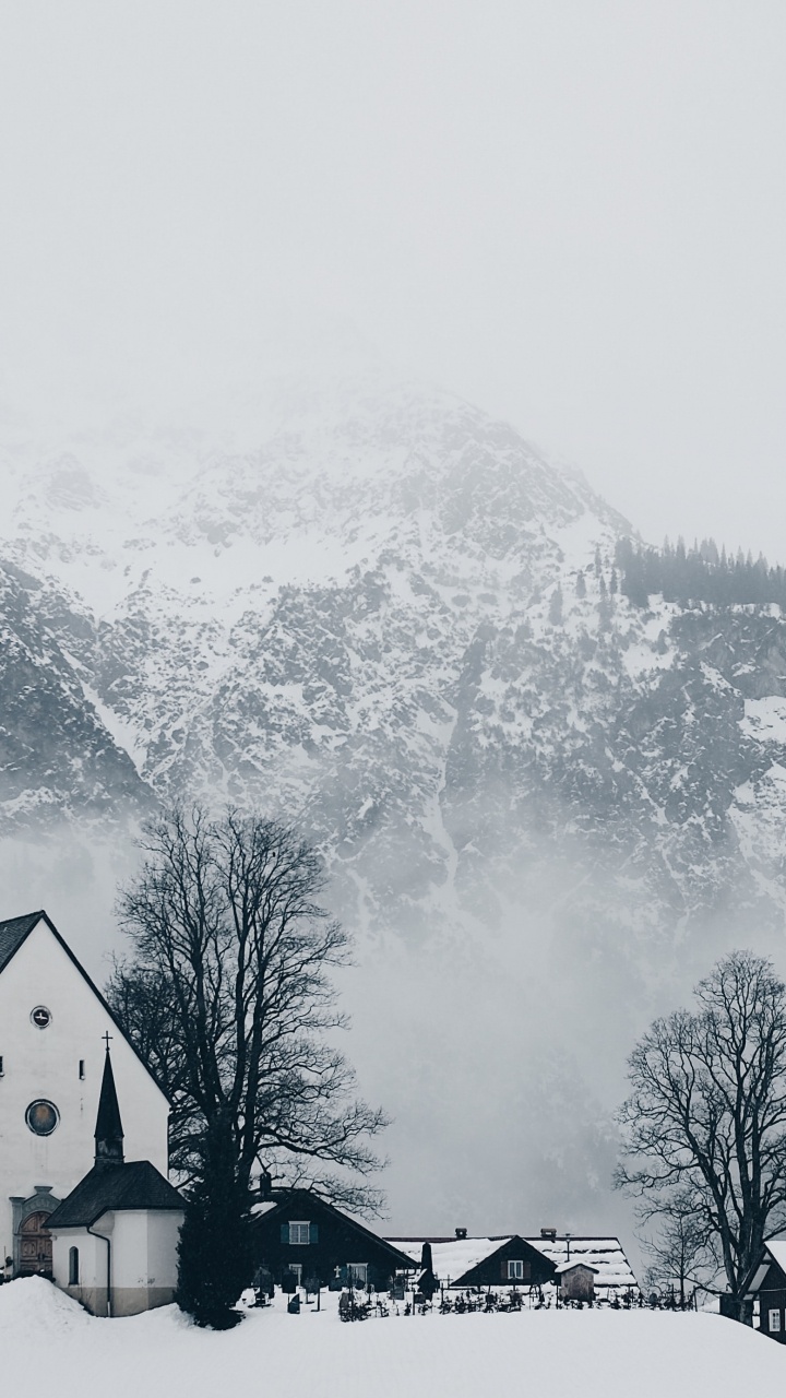 Winter, Snow, Mountain, Building, Natural Landscape. Wallpaper in 720x1280 Resolution