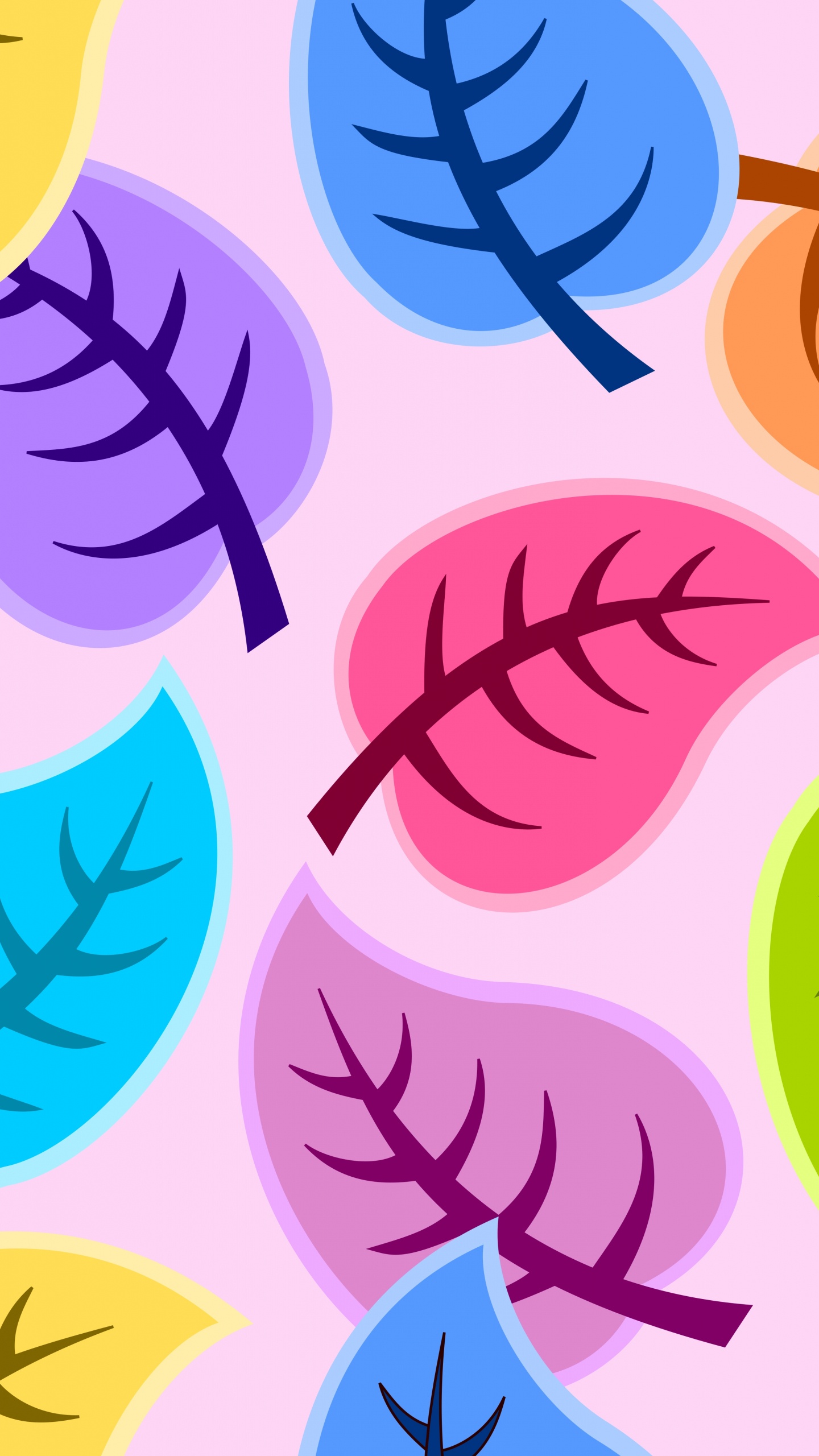 Illustration de Papillons Jaunes Roses et Bleus. Wallpaper in 1440x2560 Resolution