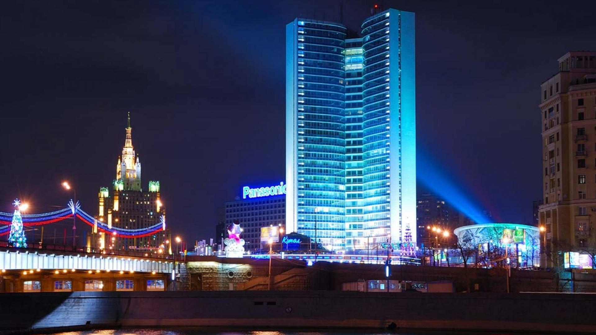Skyline Der Stadt Bei Nacht Night. Wallpaper in 1920x1080 Resolution