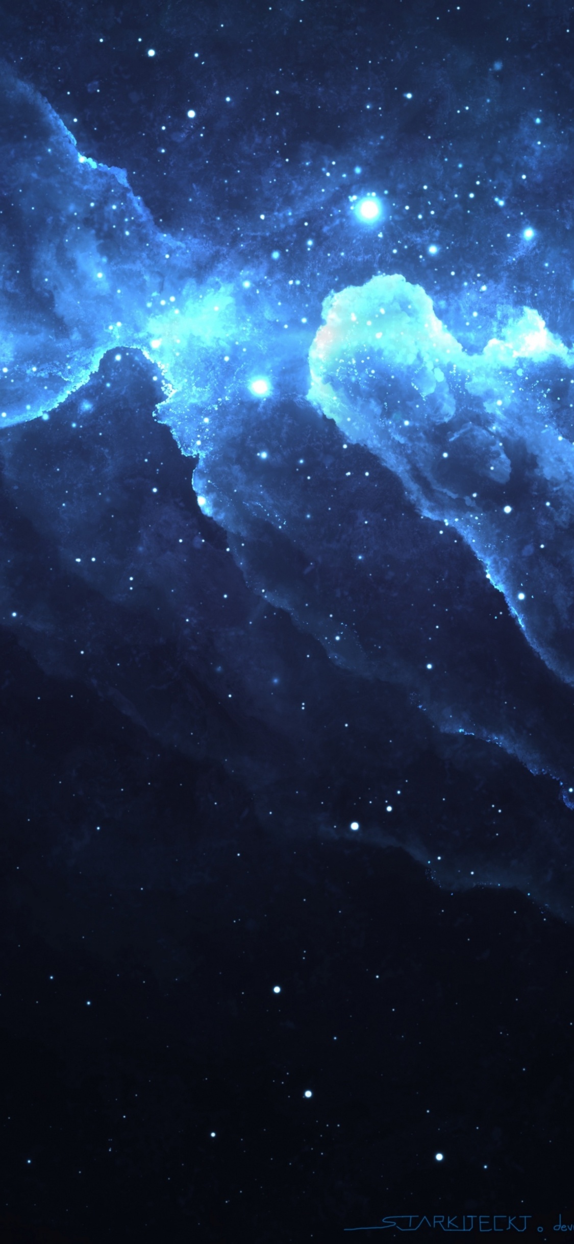 White and Blue Galaxy Illustration. Wallpaper in 1125x2436 Resolution