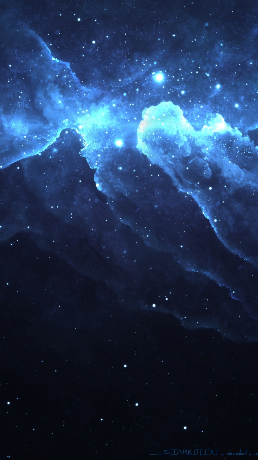 Illustration de la Galaxie Blanche et Bleue. Wallpaper in 1080x1920 Resolution