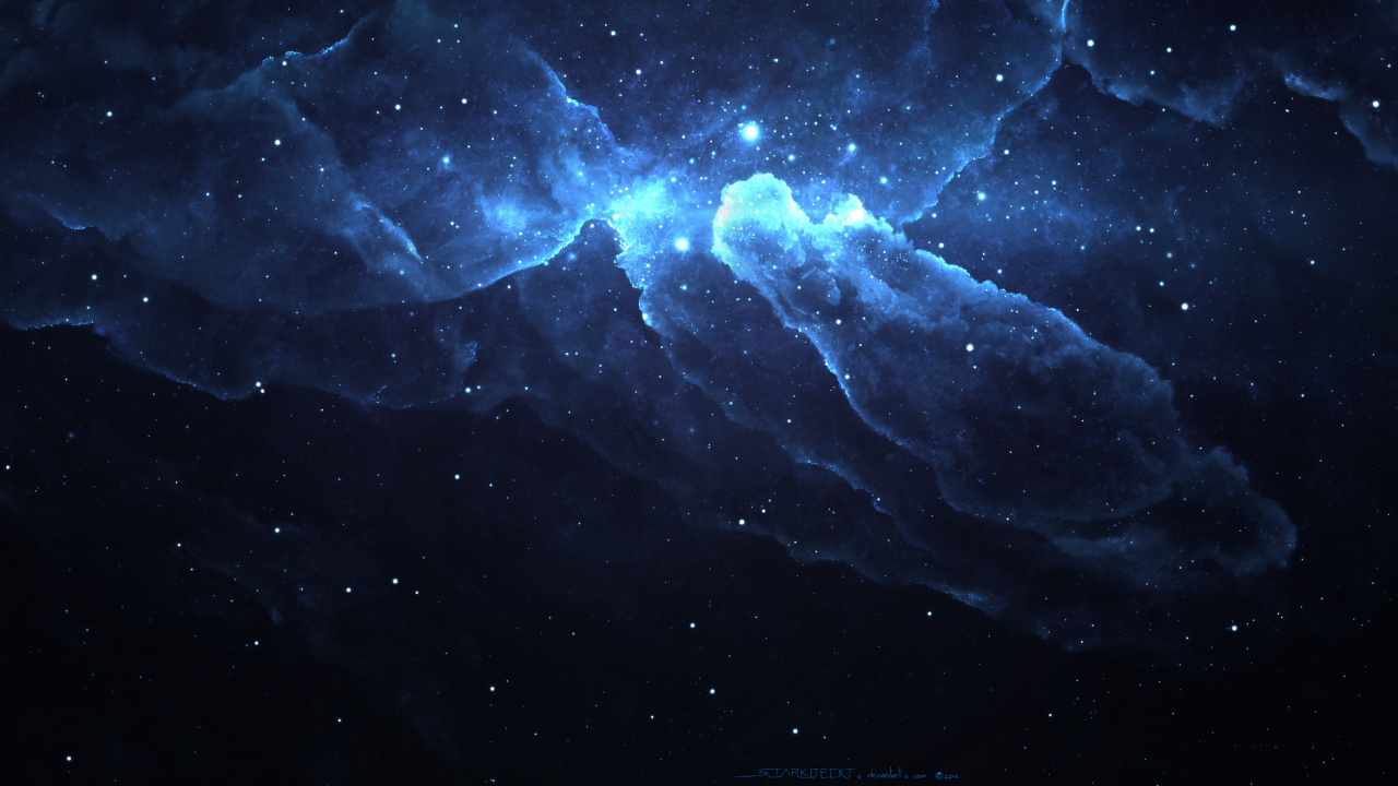 Illustration de la Galaxie Blanche et Bleue. Wallpaper in 1280x720 Resolution