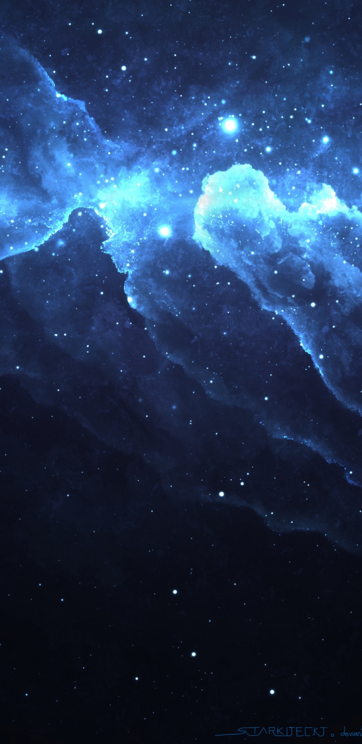 Illustration de la Galaxie Blanche et Bleue. Wallpaper in 1440x2960 Resolution