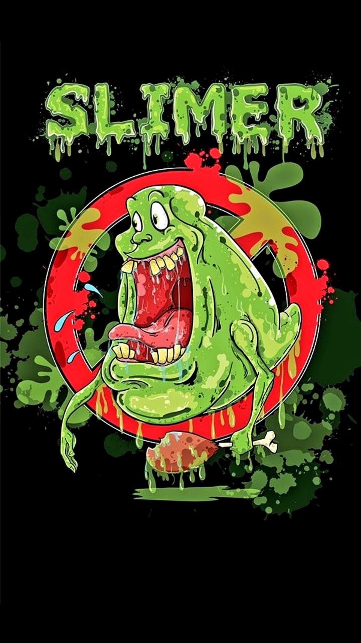 Slimer, Cartoon, Art, Ecto-1, Chasseurs de Fantômes. Wallpaper in 720x1280 Resolution
