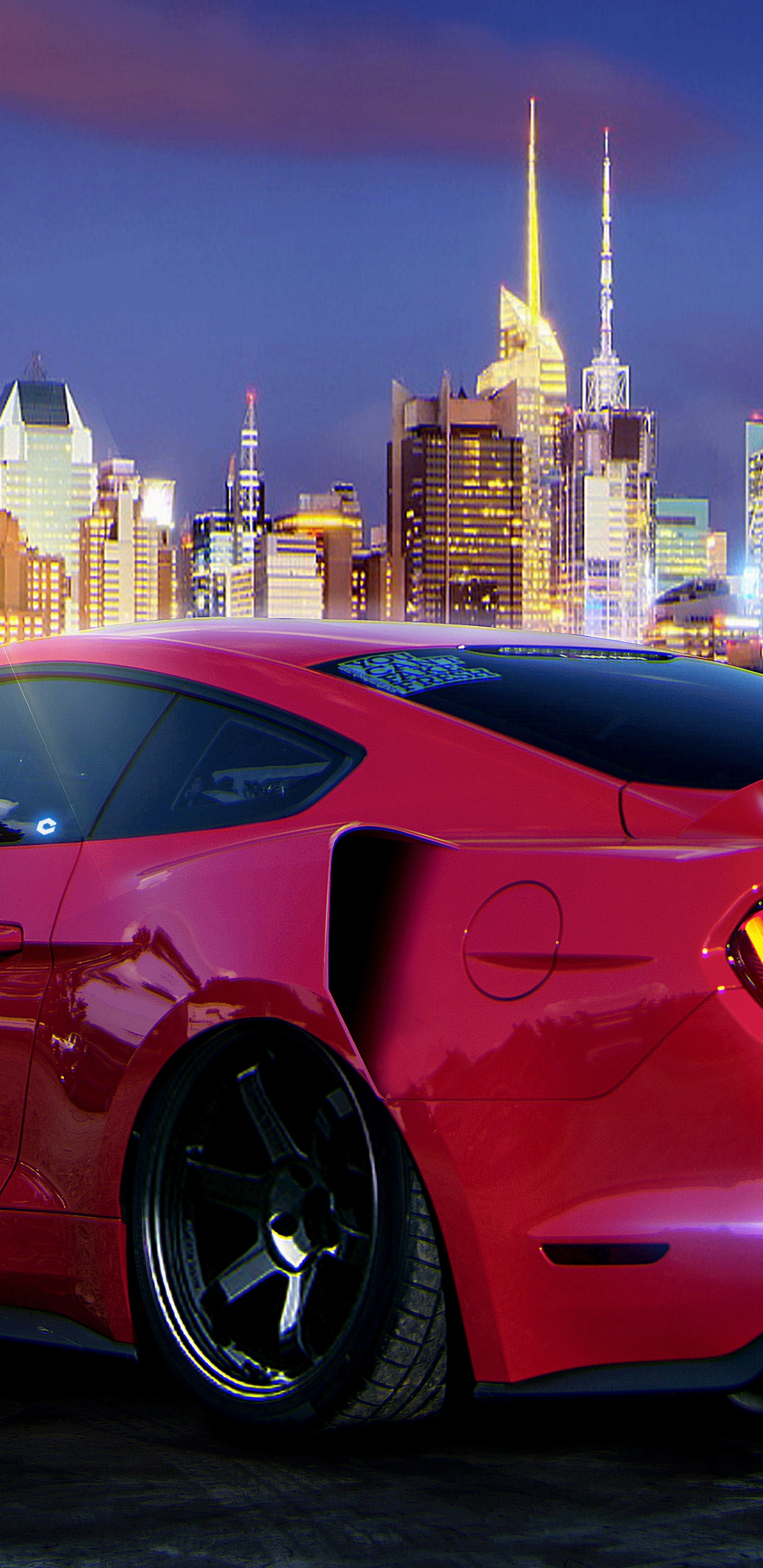 Ferrari 458 Italia Rojo Estacionado en la Calle Durante la Noche. Wallpaper in 1440x2960 Resolution