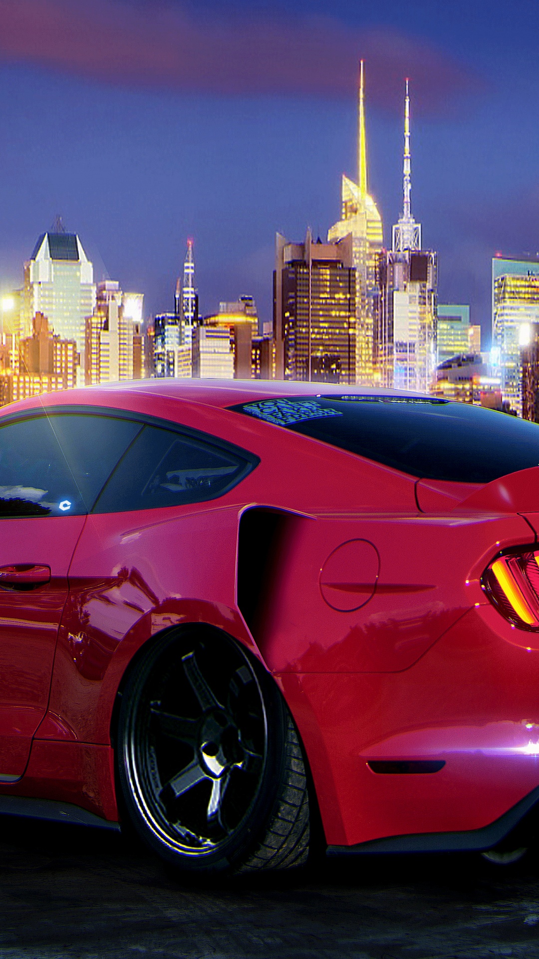 Roter Ferrari 458 Italia Nachts Auf Der Straße Geparkt Street. Wallpaper in 1080x1920 Resolution