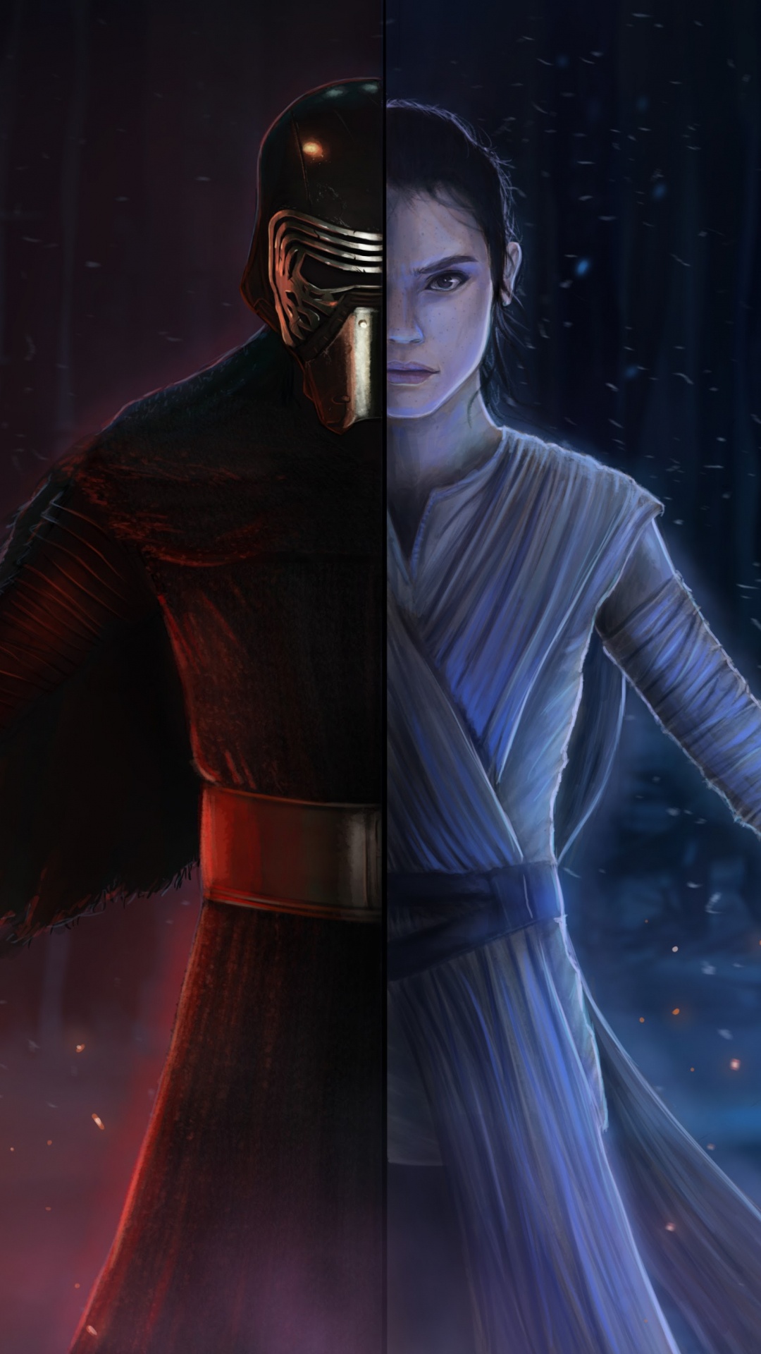 Rey, Supreme Leader Snoke, Luke Skywalker, Star Wars, Darkness. Wallpaper in 1080x1920 Resolution