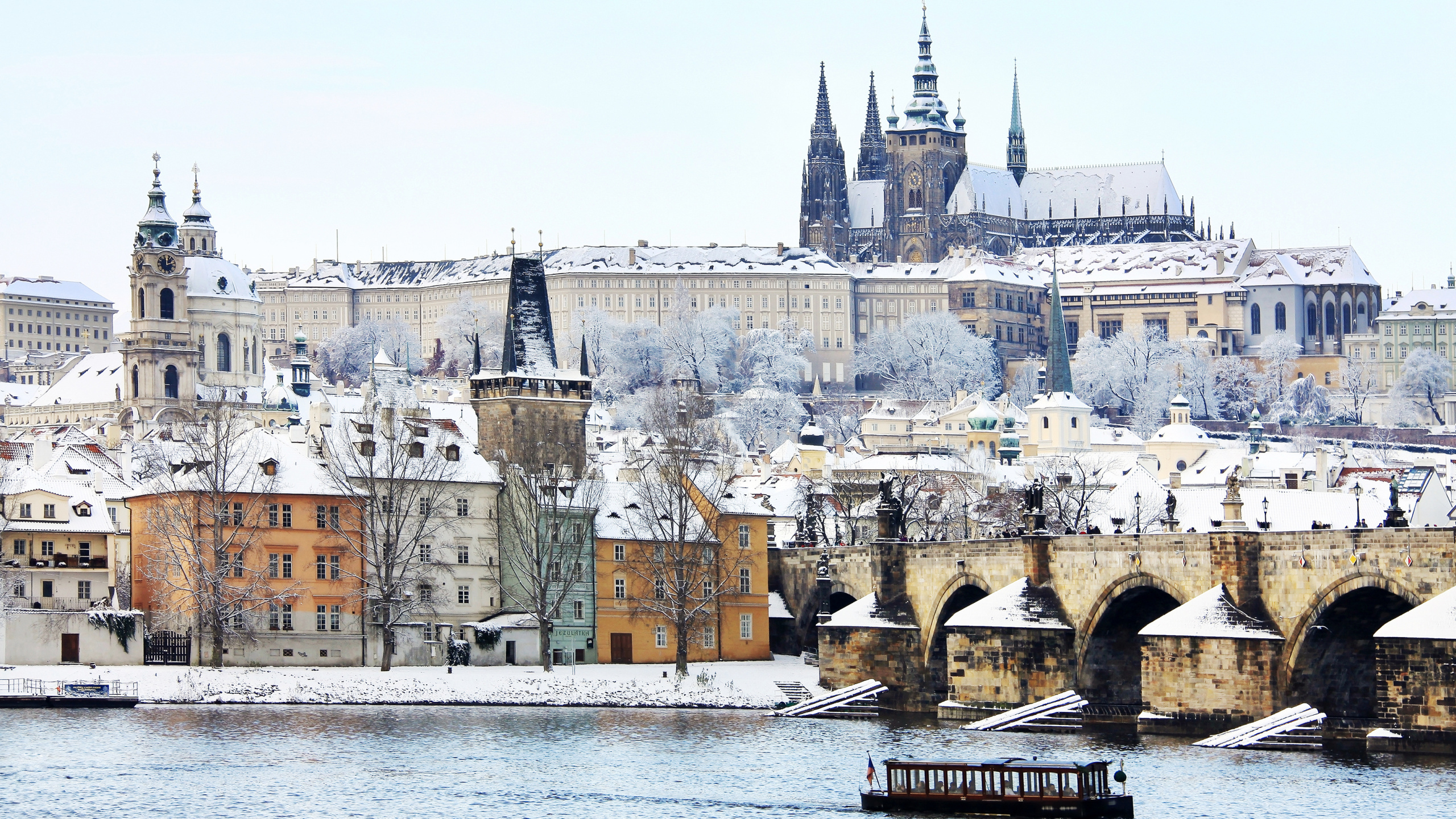 城市, 旅游, 中世纪建筑风格, 查尔斯桥, 布拉格堡 壁纸 2560x1440 允许