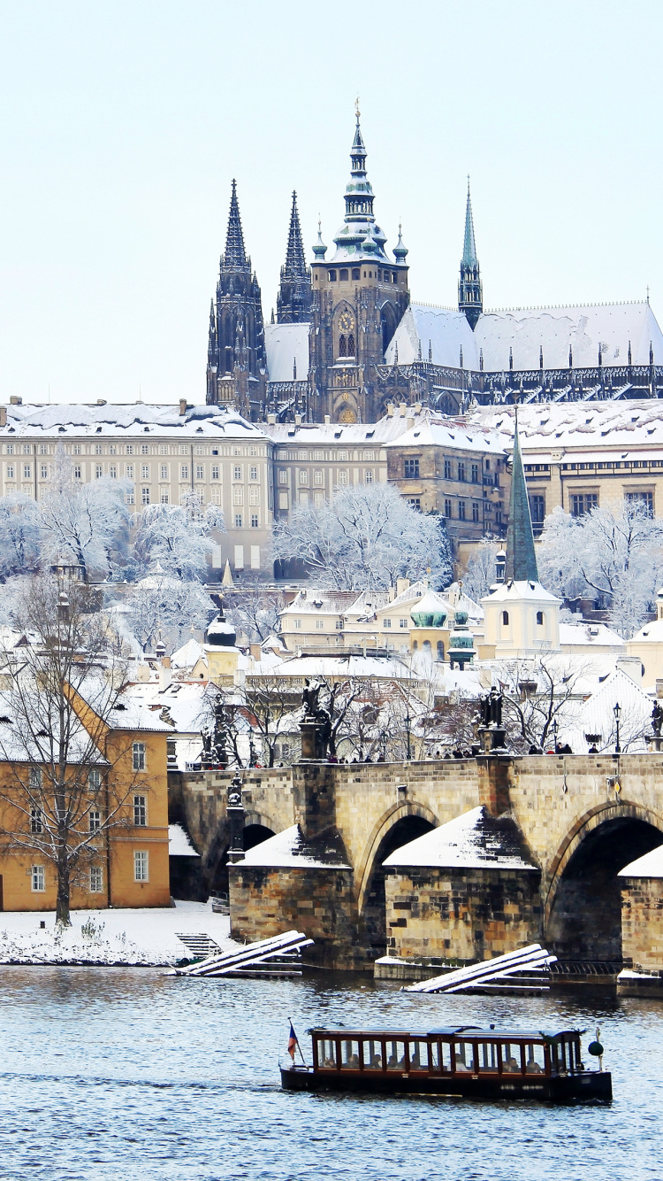 城市, 旅游, 中世纪建筑风格, 查尔斯桥, 布拉格堡 壁纸 750x1334 允许