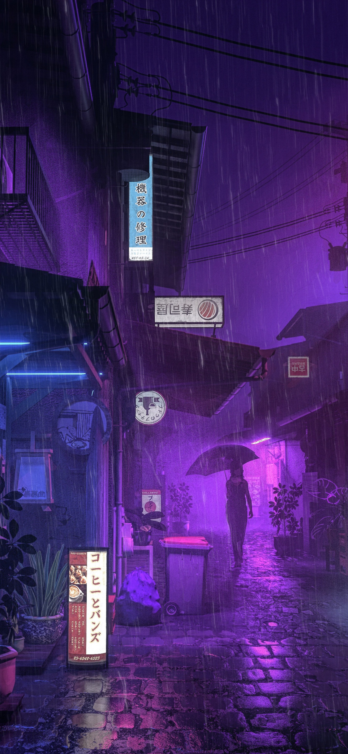 Anime, Colored, Purple, Plant, Violet. Wallpaper in 1125x2436 Resolution