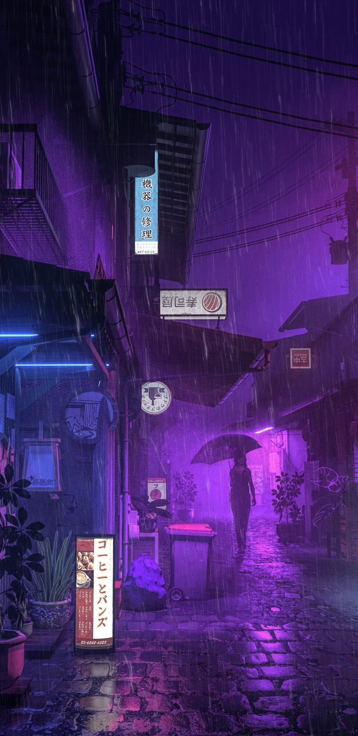 Anime, de Colores, Morado, Violeta, Maceta. Wallpaper in 1440x2960 Resolution