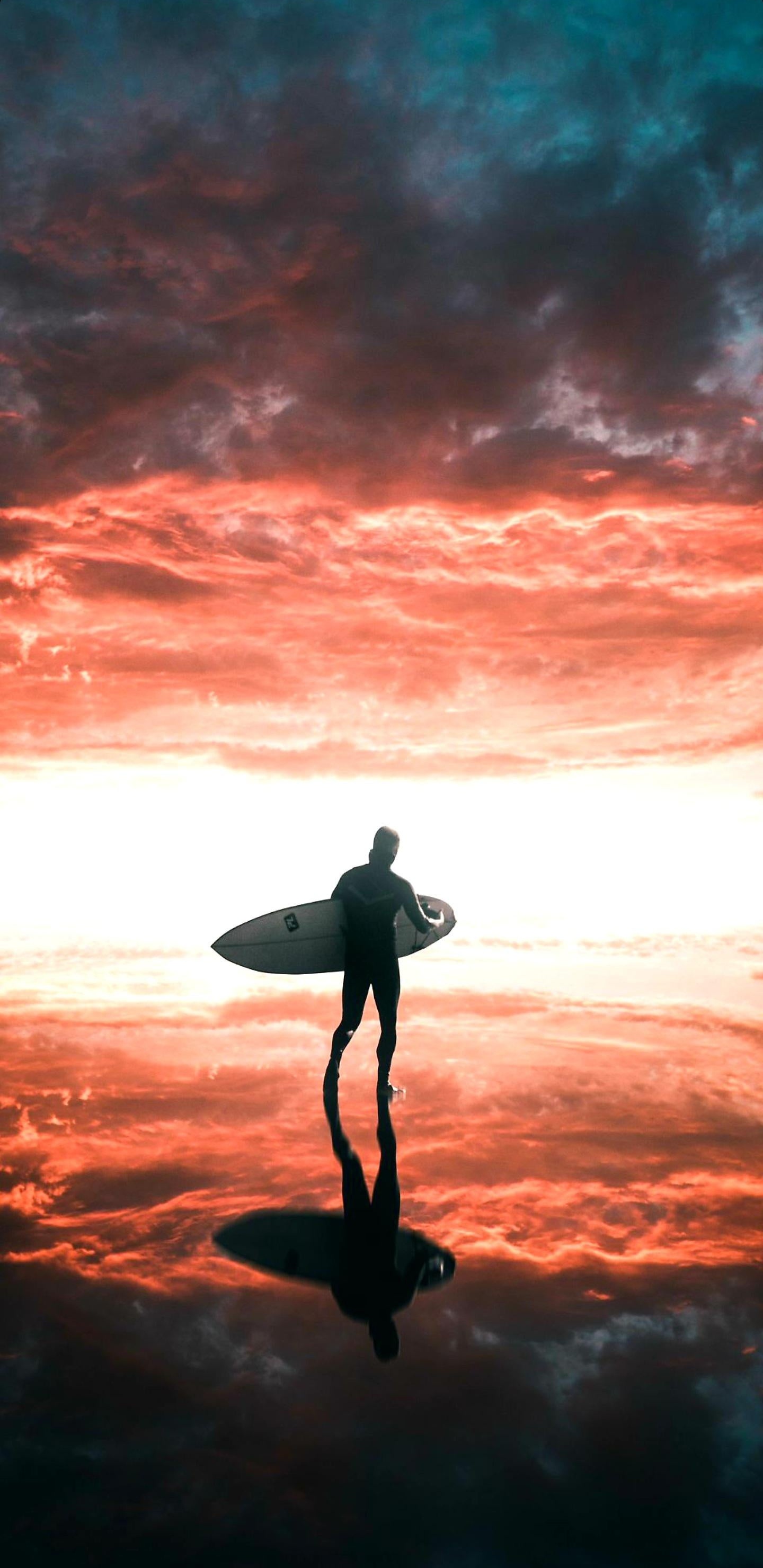 Réveille-toi Dans le Ciel, Surf, Les Gens Dans la Nature, Eau, Planche de Surf. Wallpaper in 1440x2960 Resolution