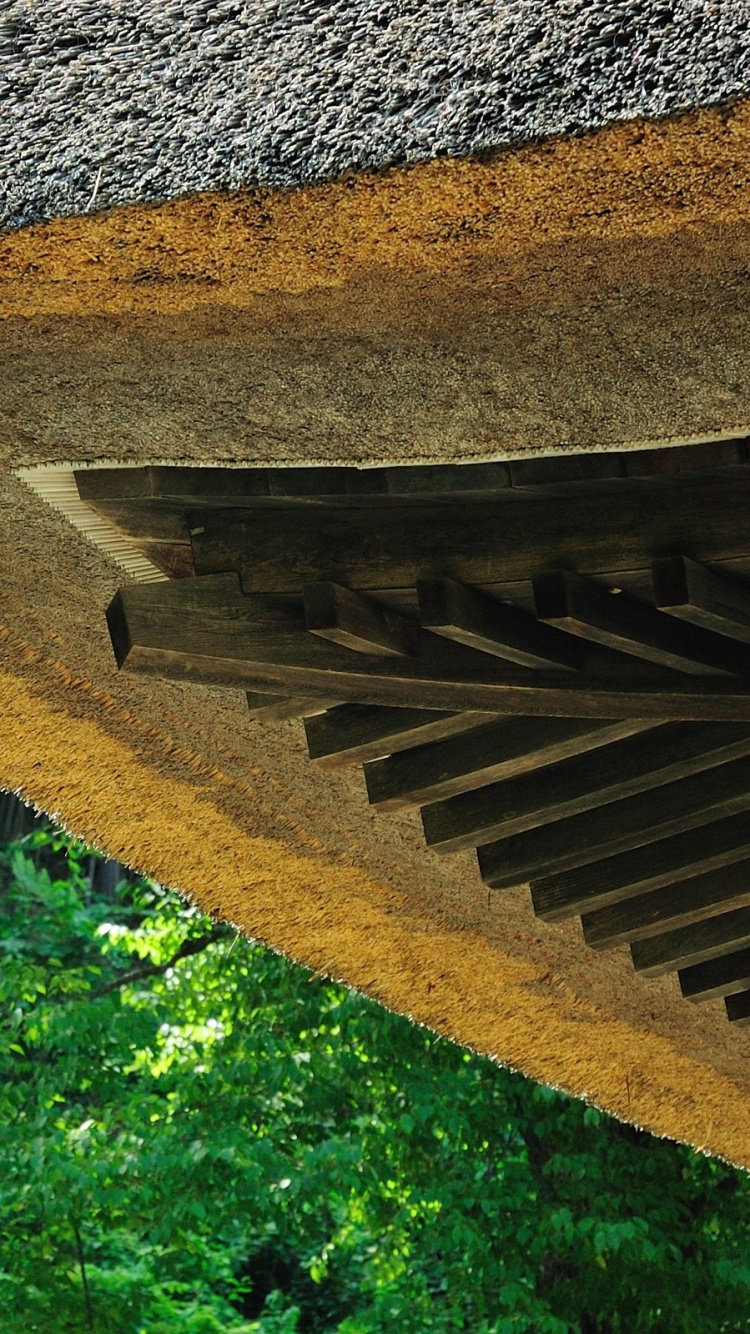 Brown Wooden Roof Near Green Trees During Daytime. Wallpaper in 750x1334 Resolution